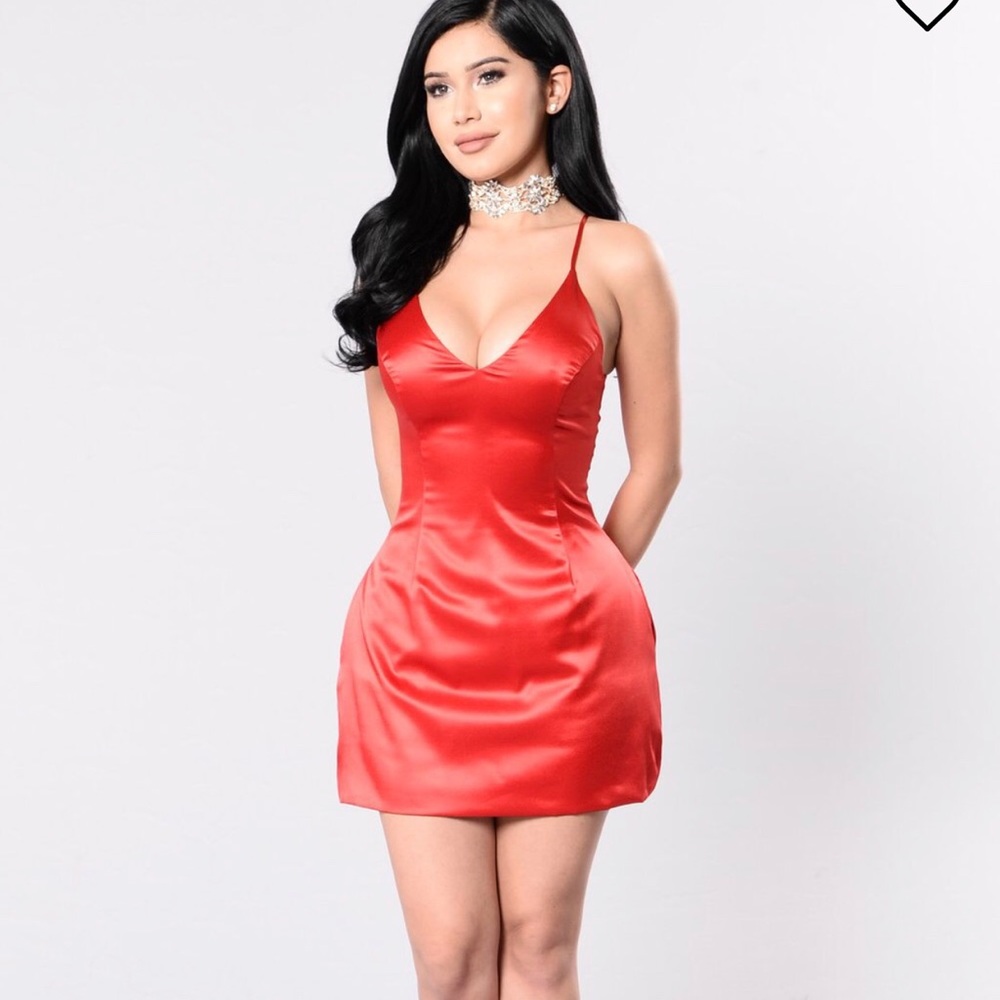 Red mini dress